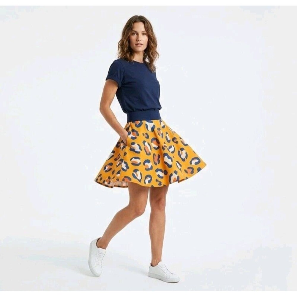 3.1 Phillip Lim Target 20th Anniversary Leopard Skater Mini Skirt 8 Orange Blue
